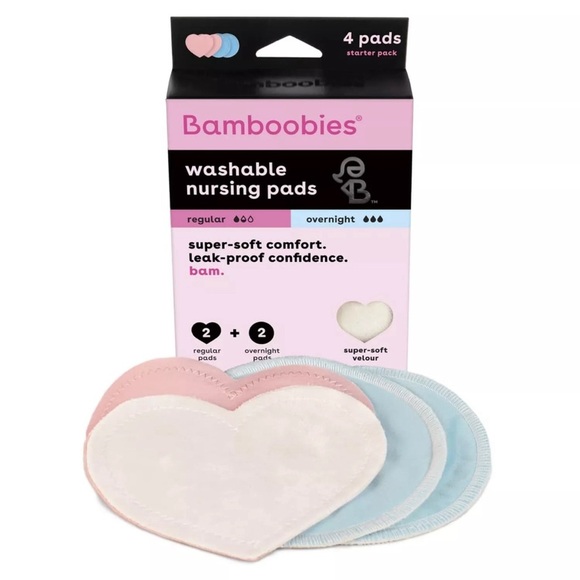 Bamboobies® Washable Nursing Pads For Breastfeeding, Reusable Breast, 2 … - Picture 1 of 9